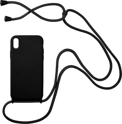 Sonique Carryhang Back Cover Silicone 0.5mm with Strap Black (iPhone XS Max)