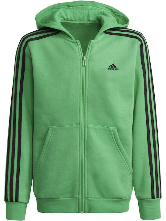 Adidas Αθλητική Παιδική Ζακέτα Φούτερ με Κουκούλα Πράσινη Essentials