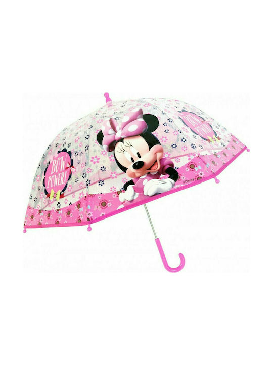 Chanos Kids Curved Handle Umbrella Minnie Pink