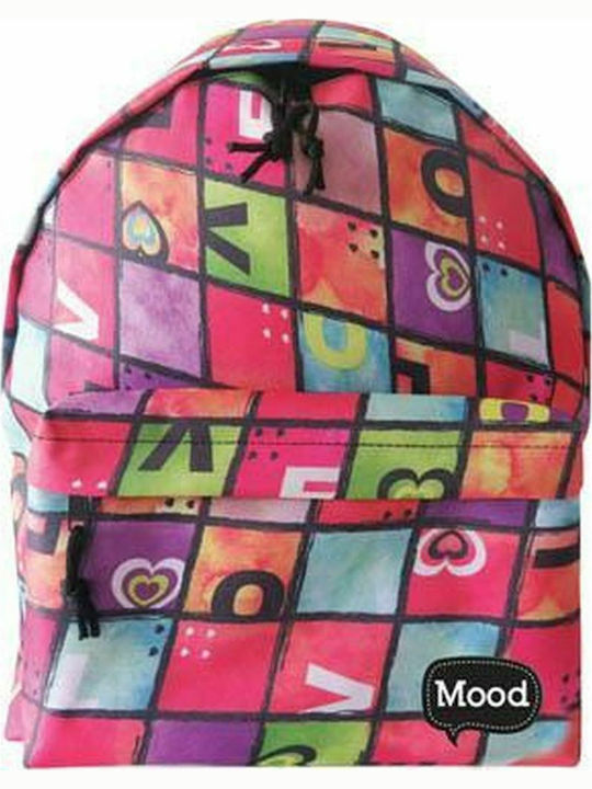 Squares School Bag Backpack Junior High-High School Multicolored