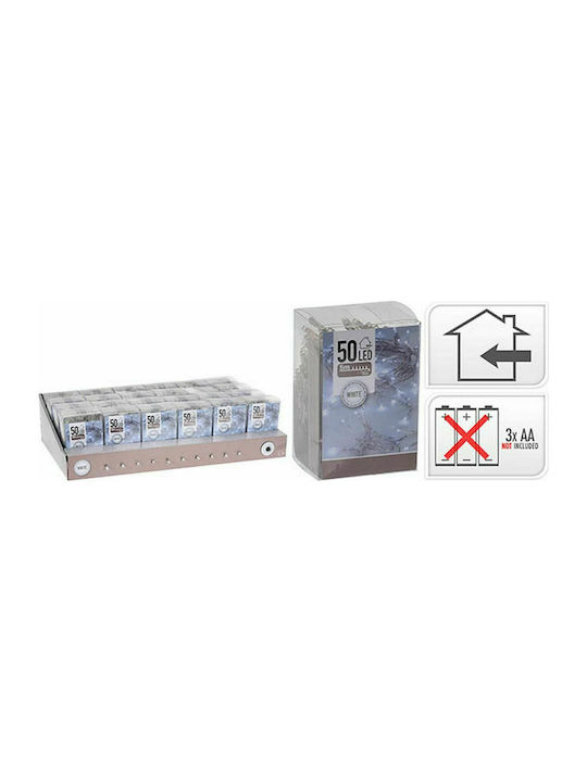 50 Λαμπάκια LED 5μ. Λευκά Μπαταρίας σε Σειρά