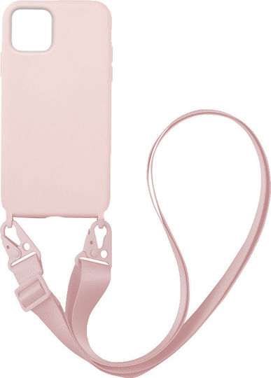 Sonique Carryhang Liquid Strap Back Cover Silicone 0.5mm with Strap Pink (iPhone 12 Pro Max)