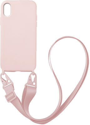 Sonique Carryhang Liquid Strap Back Cover Σιλικόνης με Λουράκι Ροζ (iPhone XS Max)