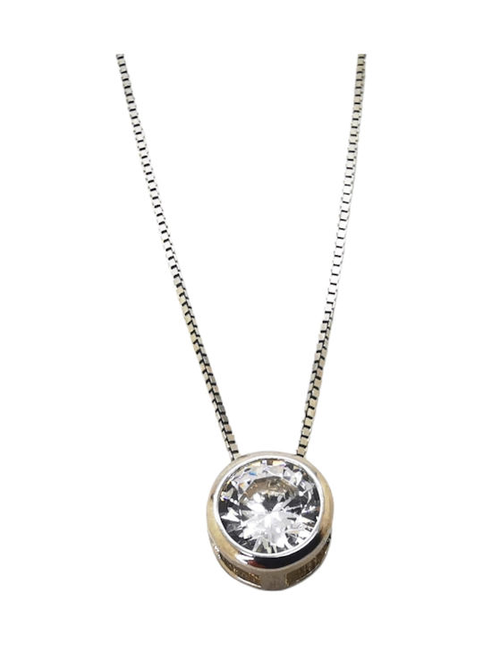 Sterling silver necklace with cubic zirconia stone