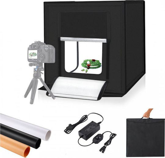 Photo Box Mini Studio Led Φωτιζόμενο με Πολλαπλά Backround 80x80x80cm