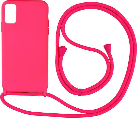 Sonique Carryhang Umschlag Rückseite Silikon 0.5mm mit Band Fuchsie (Galaxy A02s)