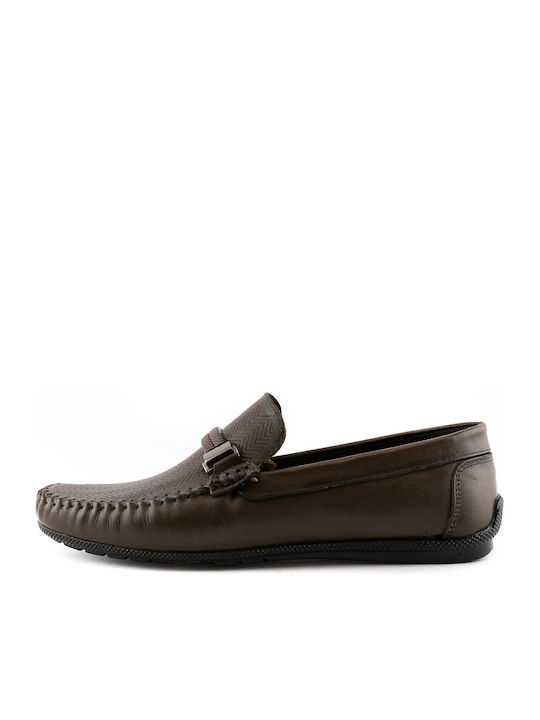 Δερμάτινα Ανδρικά Loafers σε Καφέ Χρώμα
