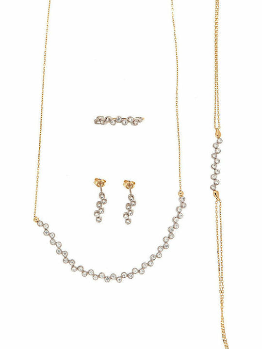 Mertzios.gr Set with Necklace , Earrings & Ring from Gold 14K with Stones