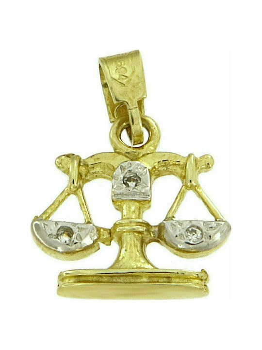 Mertzios.gr Gold Zodiac Sign Libra Kids Pendant 14K ME1019227SR