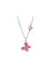 Kinderhalskette Schmetterling aus Silber mit Kette Pink 27951