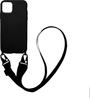 Sonique Carryhang Liquid Strap Back Cover Σιλικόνης με Λουράκι Μαύρο (iPhone 11)