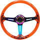 Three Spoke Car Steering Wheel with 35cm Diameter Acrylic Black/Red