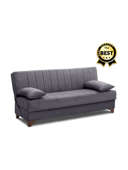 Victor Three-Seater Velvet Sofa Bed with Storage Space Dark Gray 190x84cm