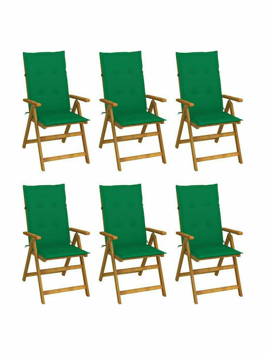 Outdoor-Stuhl Hölzernes Acacia / Green Pillow m...