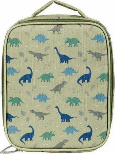 A Little Lovely Company School Insulated Kids' Lunch Handbag Green Dinosaurs 24x9x29cm