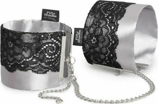 Fifty Shades of Grey Play Nice Satin & Lace Wrist Cuffs Χειροπέδες σε Γκρι Χρώμα