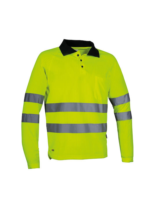 Cofra New Sun Work Polo Shirt Yellow with Reflective Tapes