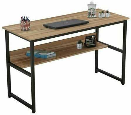 Birou Portis Din Lemn Culoarea Nucii - Negru Cu Picioare Metalice 120x50x75cm