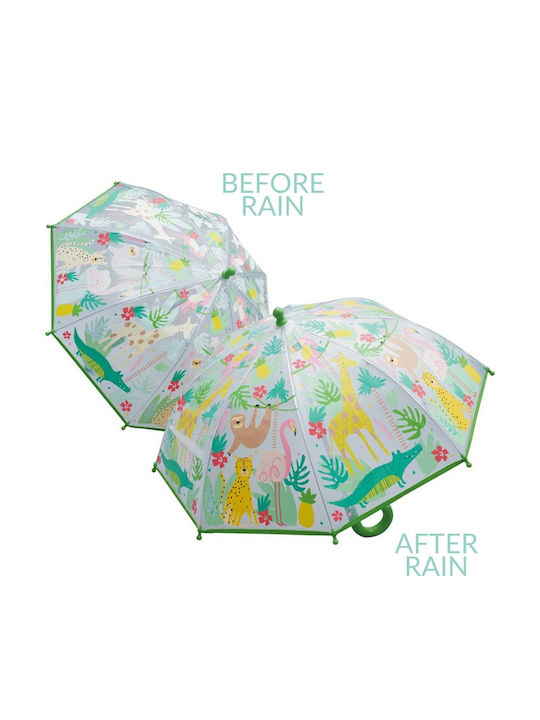 Floss & Rock Jungle Transparent Curved Handle Umbrella 67cm