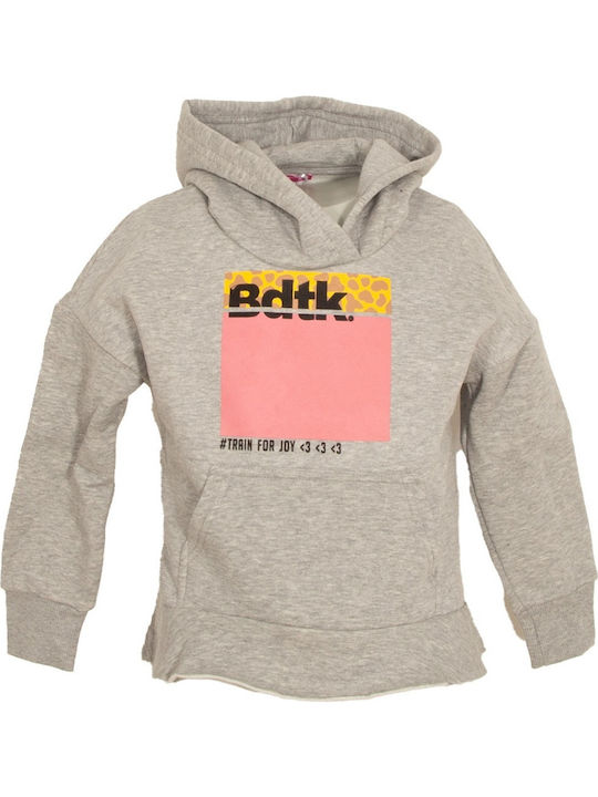 BodyTalk Kids Cropped Fleece Sweatshirt with Hood and Pocket Gray