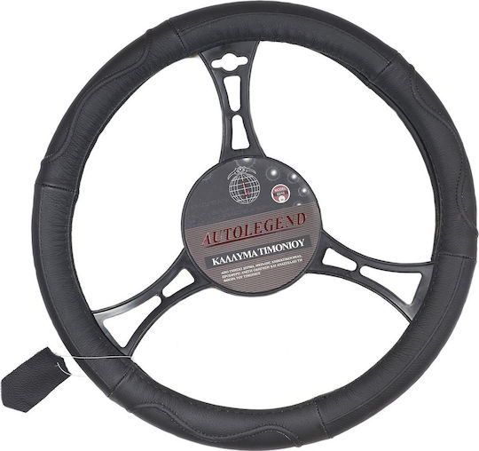 Autolegend Car Steering Wheel Cover Autolegend with Diameter 41cm Leather Black XLarge