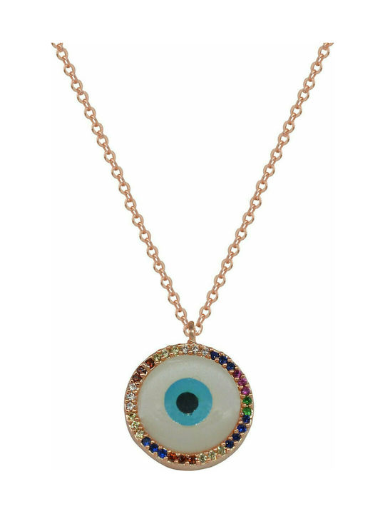 Mertzios.gr Necklace Eye with Pink Gold Plating