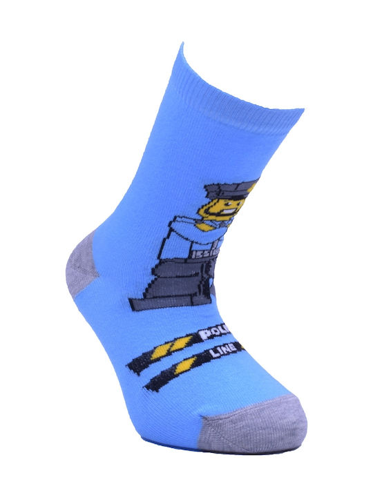 Like socks high with Lego designs 1 pair Blue