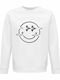 Sweatshirt Unisex, Organic "Emoticon Destroyed Smile", Wjite