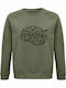 Sweatshirt Unisex, Organic "Brain Bicycle", Khaki