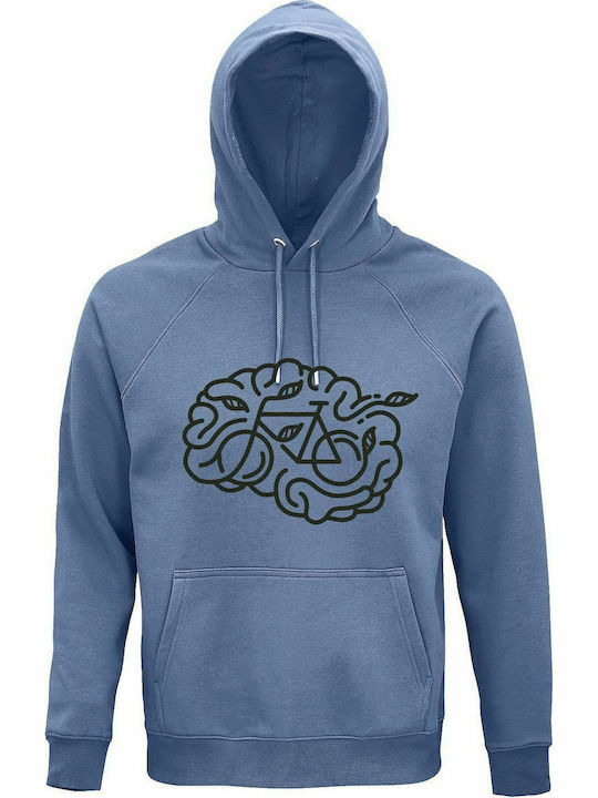 Kapuzenpulli Unisex, Bio "Brain Bicycle", Blau