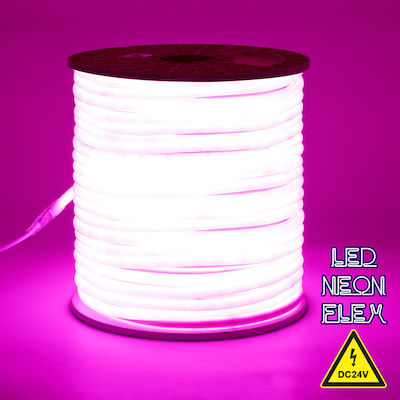 GloboStar Waterproof Neon Flex LED Strip Power Supply 24V with Pink Light Length 1m and 120 LEDs per Meter