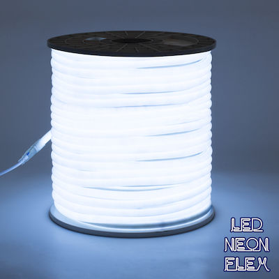 GloboStar Rezistentă la apă Bandă Neon Flex LED Alimentare 220V cu Lumină Alb Rece Lungime 1m și 120 LED-uri pe Metru