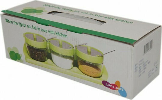 Set of 3 General Use Food Jars with Lid and Plastic Stand Transparent 3 Pieces