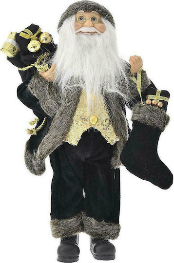 Dekorativer Weihnachtsmann Schwarz aus Stoff 45cm