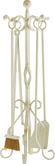 Zogometal Fireplace Tool Set with Stand Holder Cream Patina Gold