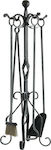 Zogometal Fireplace Tool Set with Stand Holder Black Patina Silver