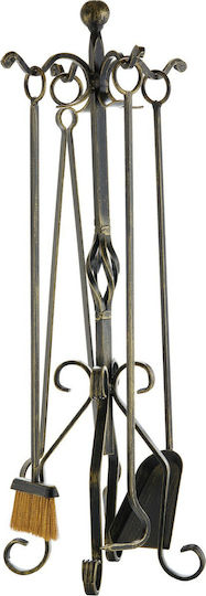 Zogometal 0683-B16 Fireplace Tool Set with Stand Holder Black Patina Gold