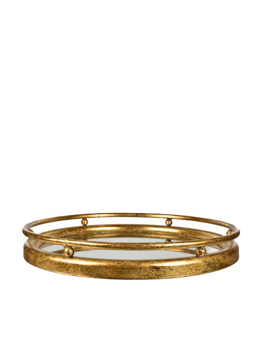 Art et Lumiere Metallic Round Decorative Tray with Mirror Gold 46x46x5cm