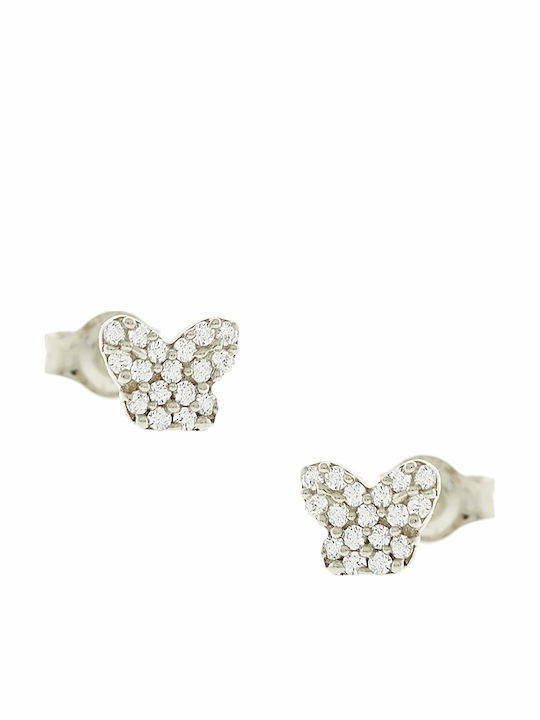 Art Earrings made of White Gold with Stones