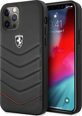 Ferrari Off Track Quilted Leather Back Cover Black (iPhone 12 Pro Max)