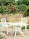Garden & Outdoor Furniture Sets Dining Room 3 Pieces White with Umbrella Holder