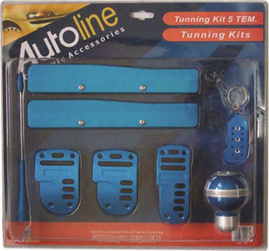 Autoline Tunning Kit Σετ Πεταλιέρες & Λεβιές Αυτοκινήτου Universal Μπλε 5τμχ 11183-blue