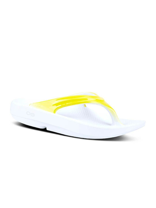 Oofos Oolala Luxe 1401 Frauen Flip Flops in Gelb Farbe