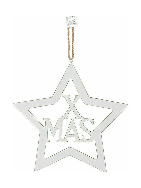 Synchronia X-Mas Christmas Wooden Star Ornament White 18x18cm