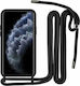 Liquid Back Cover Σιλικόνης με Λουράκι Μαύρο (iPhone 11)