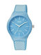 Q&Q Watch Battery with Blue Rubber Strap