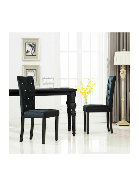 Dining Room Velvet Chair Black 43x51x98cm 2pcs
