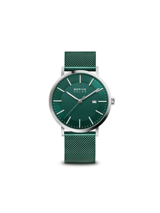 Bering Time Ρολόι Solar με Μεταλλικό Μπρασελέ σε Πράσινο χρώμα