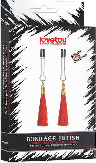 Lovetoy Glamor Tassel Nipple Clamp Nipple Clamps in Red Color