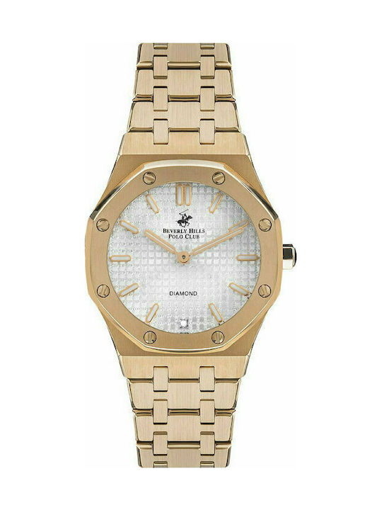 Beverly Hills Polo Club Watch with Pink Gold Metal Bracelet